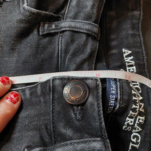 American Eagle Outfitters Black Hi Rise Distressed Jegging Jean Legging 2 GUC - Picture 11 of 16